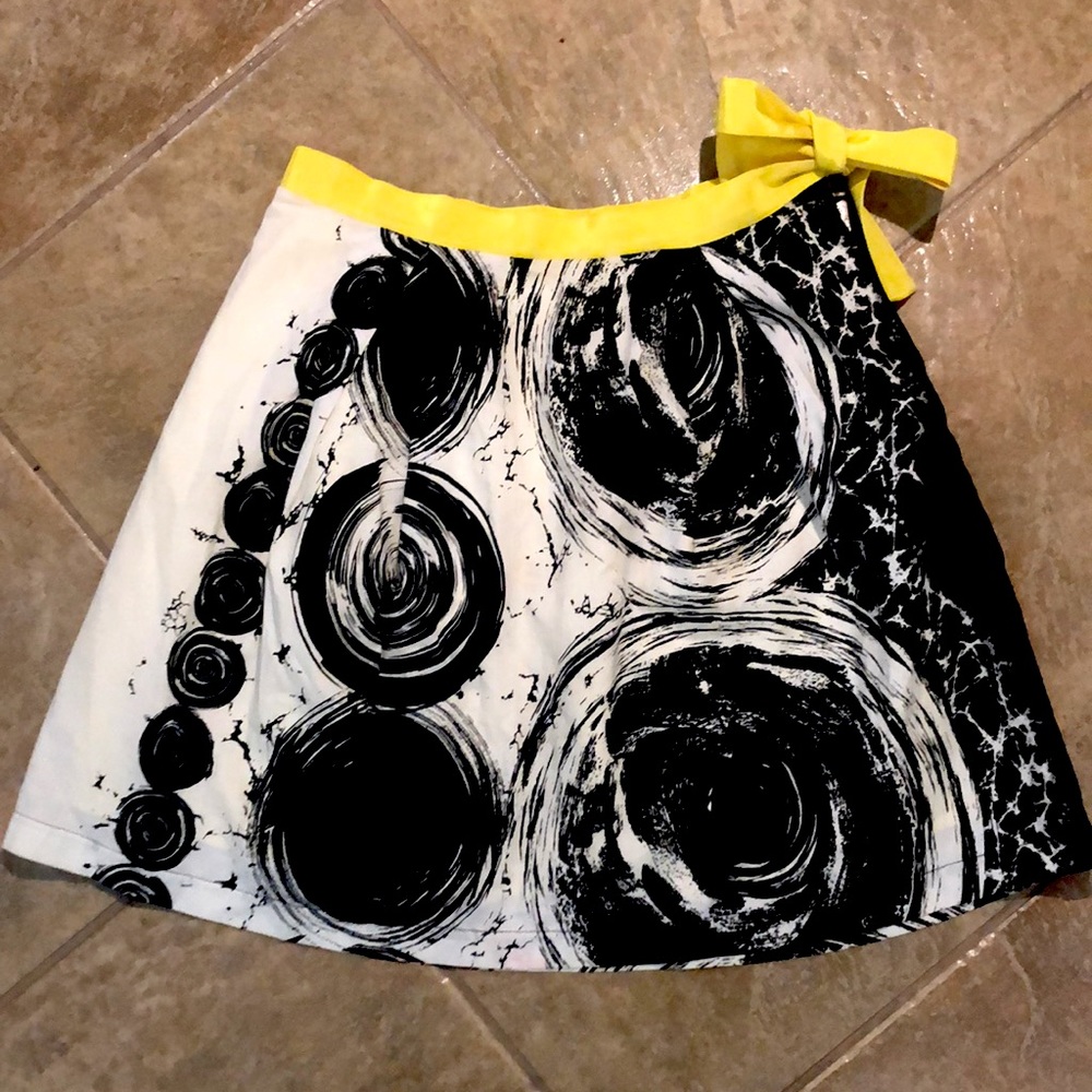 Calvin Tran Black & White Skirt with Yellow Bow